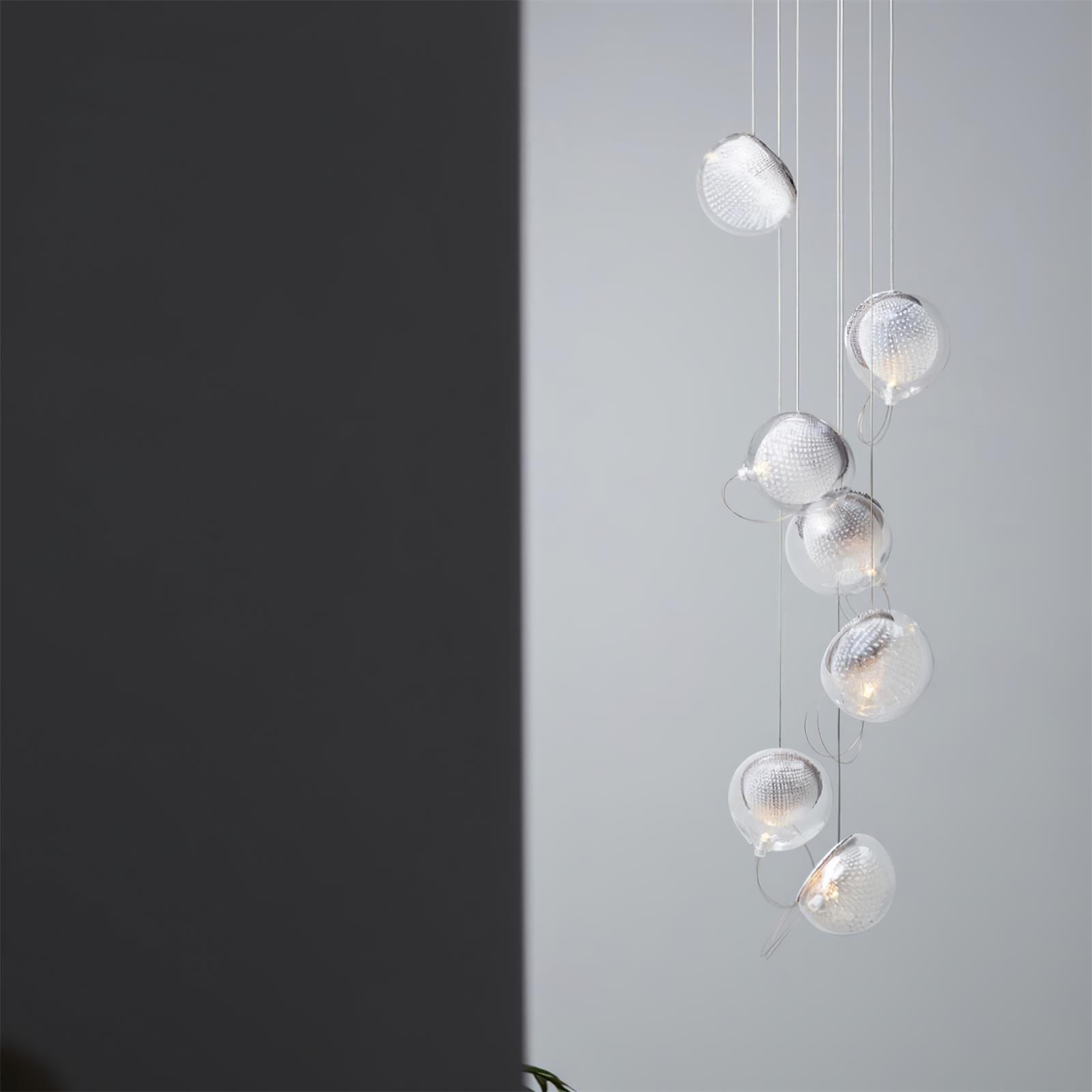 Chandelier Mesh Glass Orbs Cluster Metal Frame Modern Minimalist