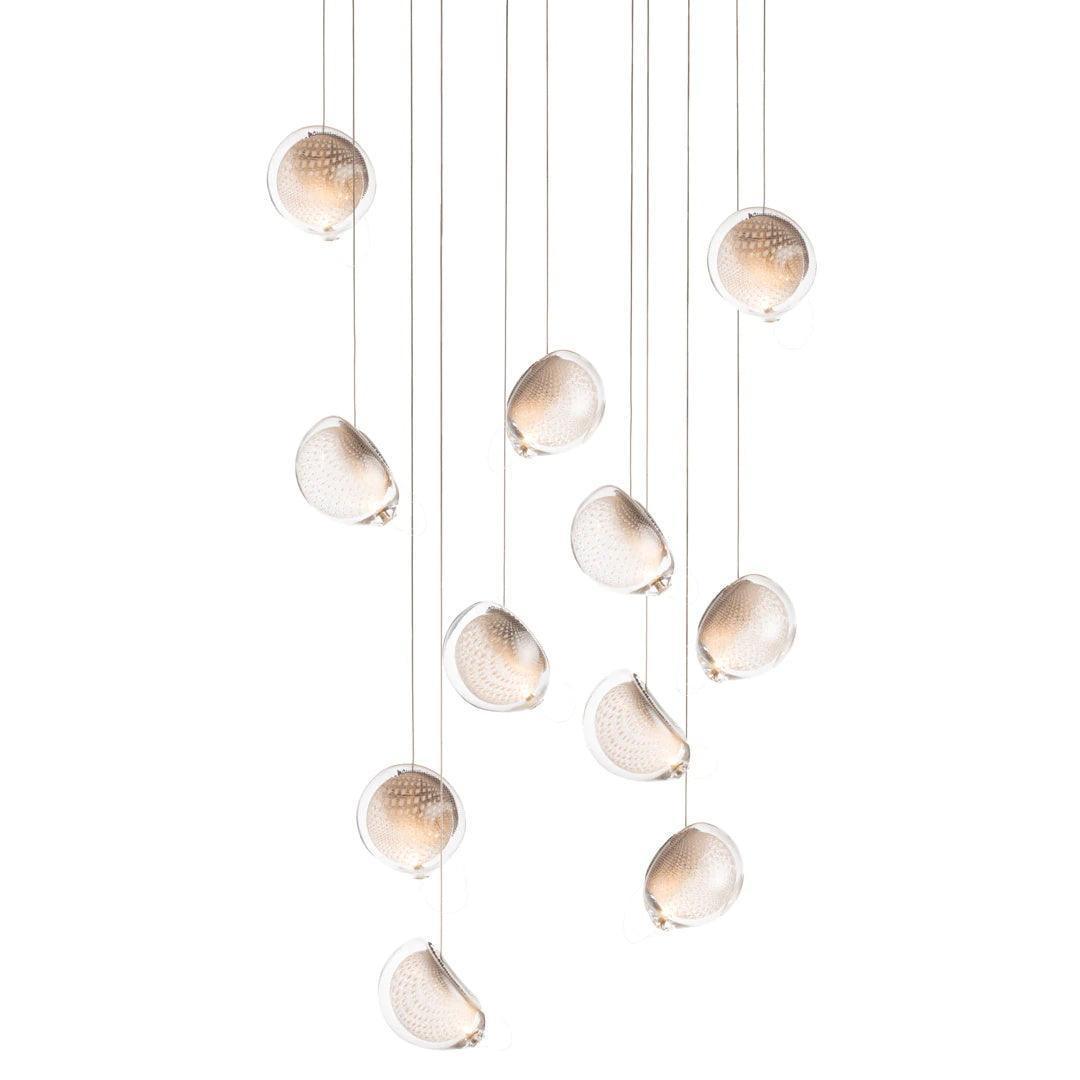 Chandelier Mesh Glass Orbs Cluster Metal Frame Modern Minimalist
