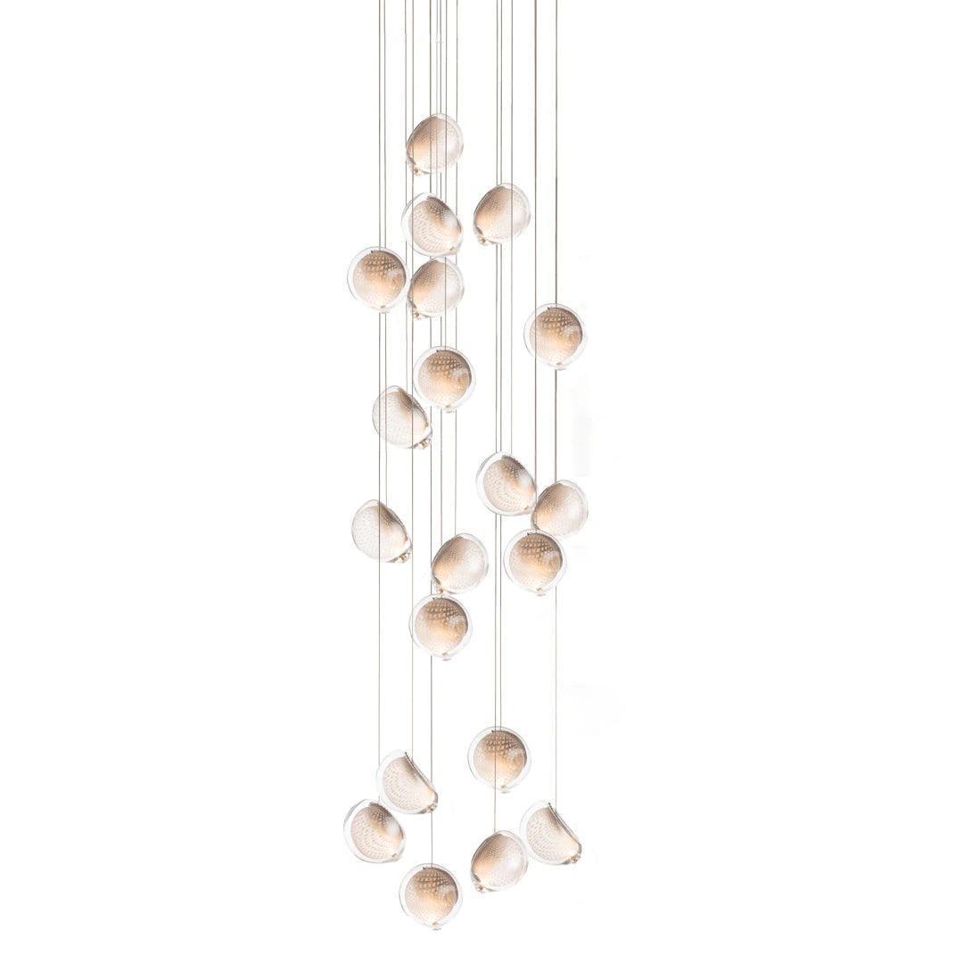 Chandelier Mesh Glass Orbs Cluster Metal Frame Modern Minimalist