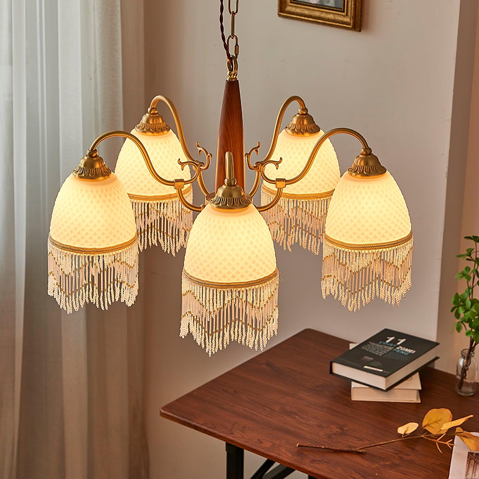 Yave Chandelier Tassel Glass Vintage-Neutral Decor