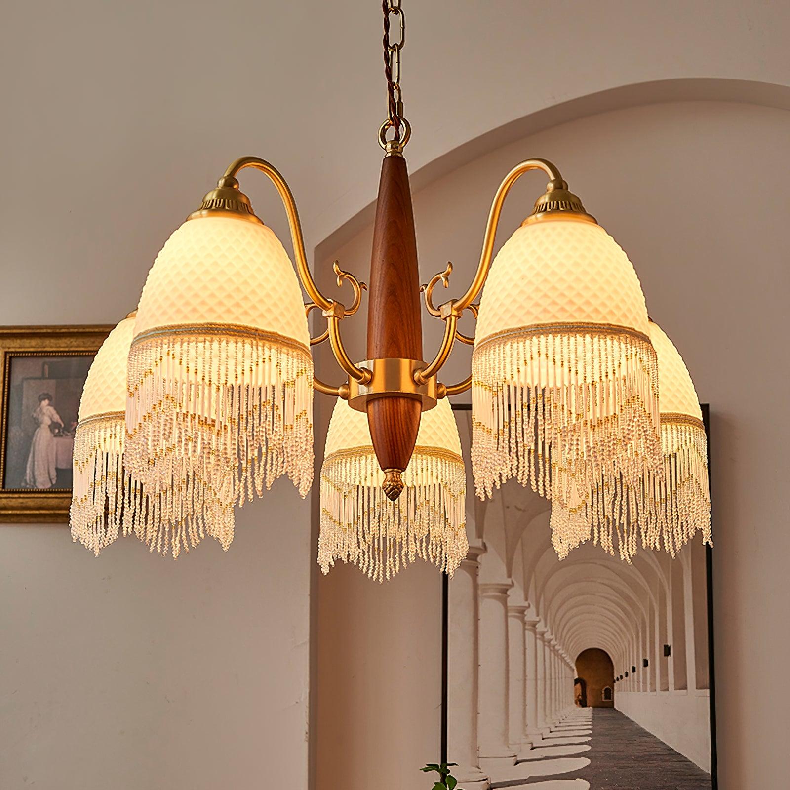 Yave Chandelier Tassel Glass Vintage-Neutral Decor