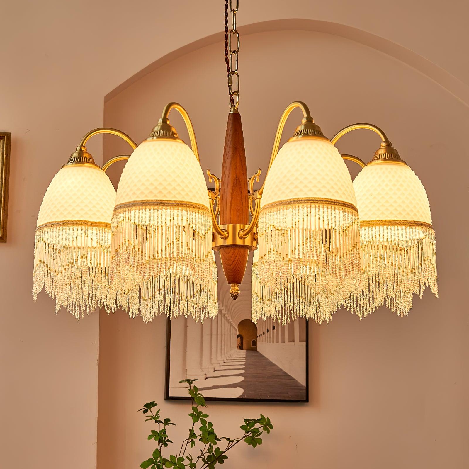 Yave Chandelier Tassel Glass Vintage-Neutral Decor