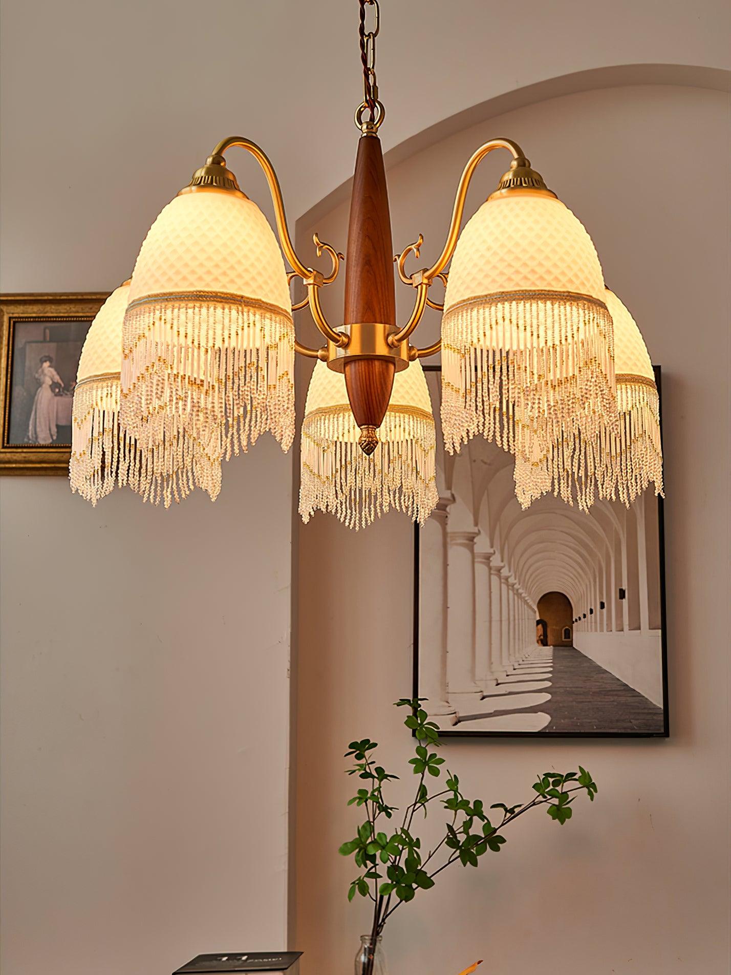 Yave Chandelier Tassel Glass Vintage-Neutral Decor
