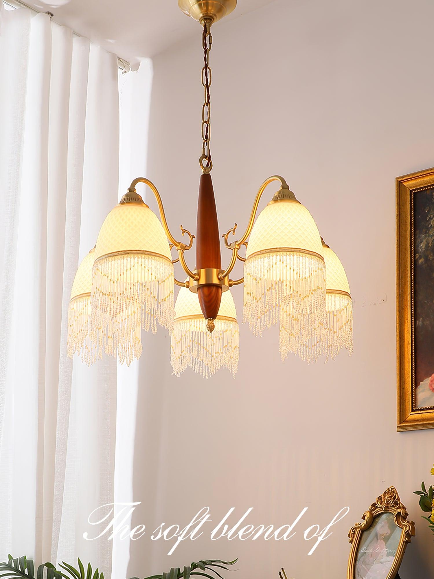 Yave Chandelier Tassel Glass Vintage-Neutral Decor