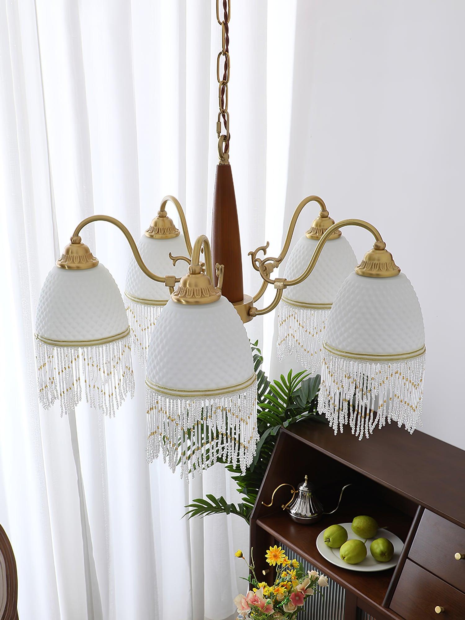 Yave Chandelier Tassel Glass Vintage-Neutral Decor