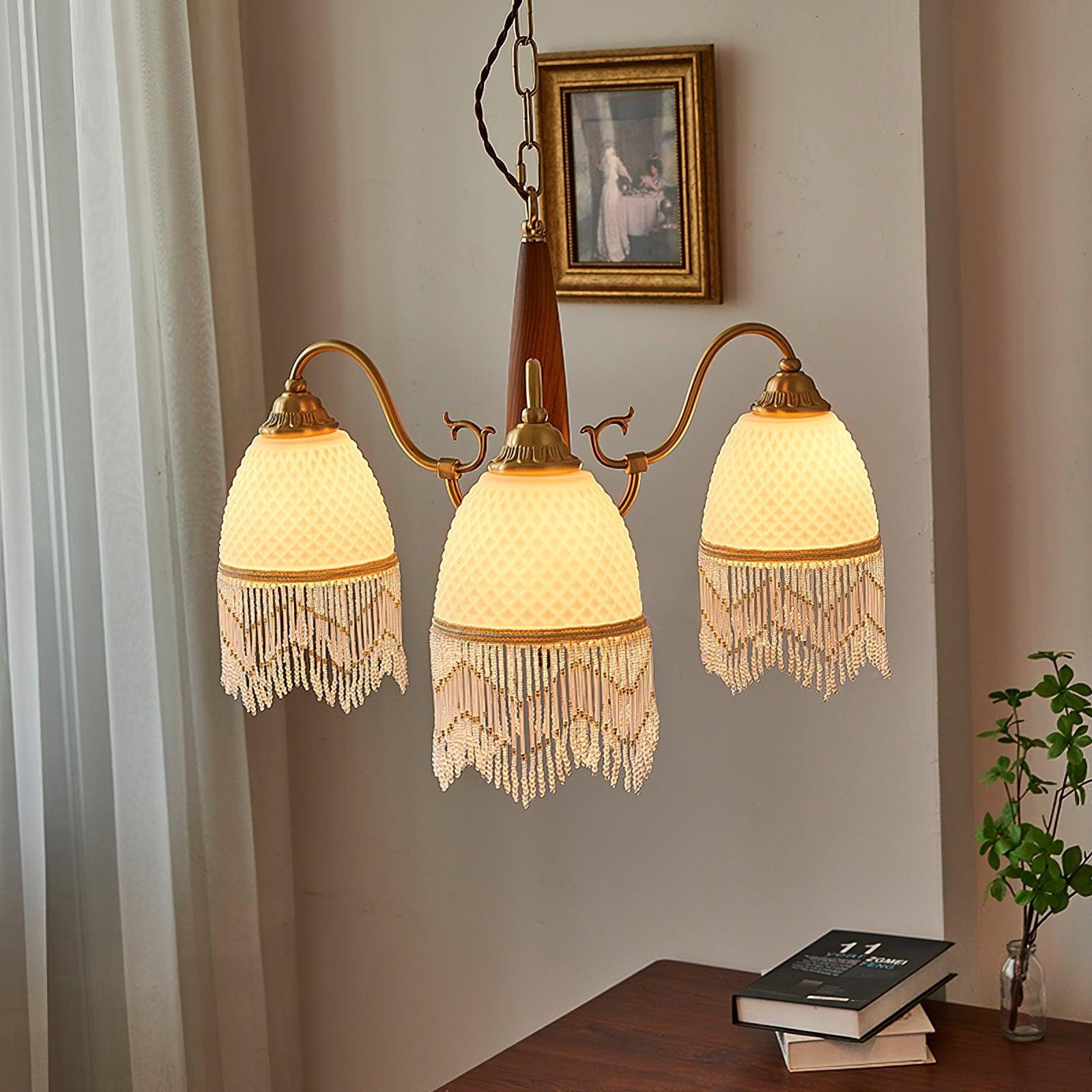 Yave Chandelier Tassel Glass Vintage-Neutral Decor
