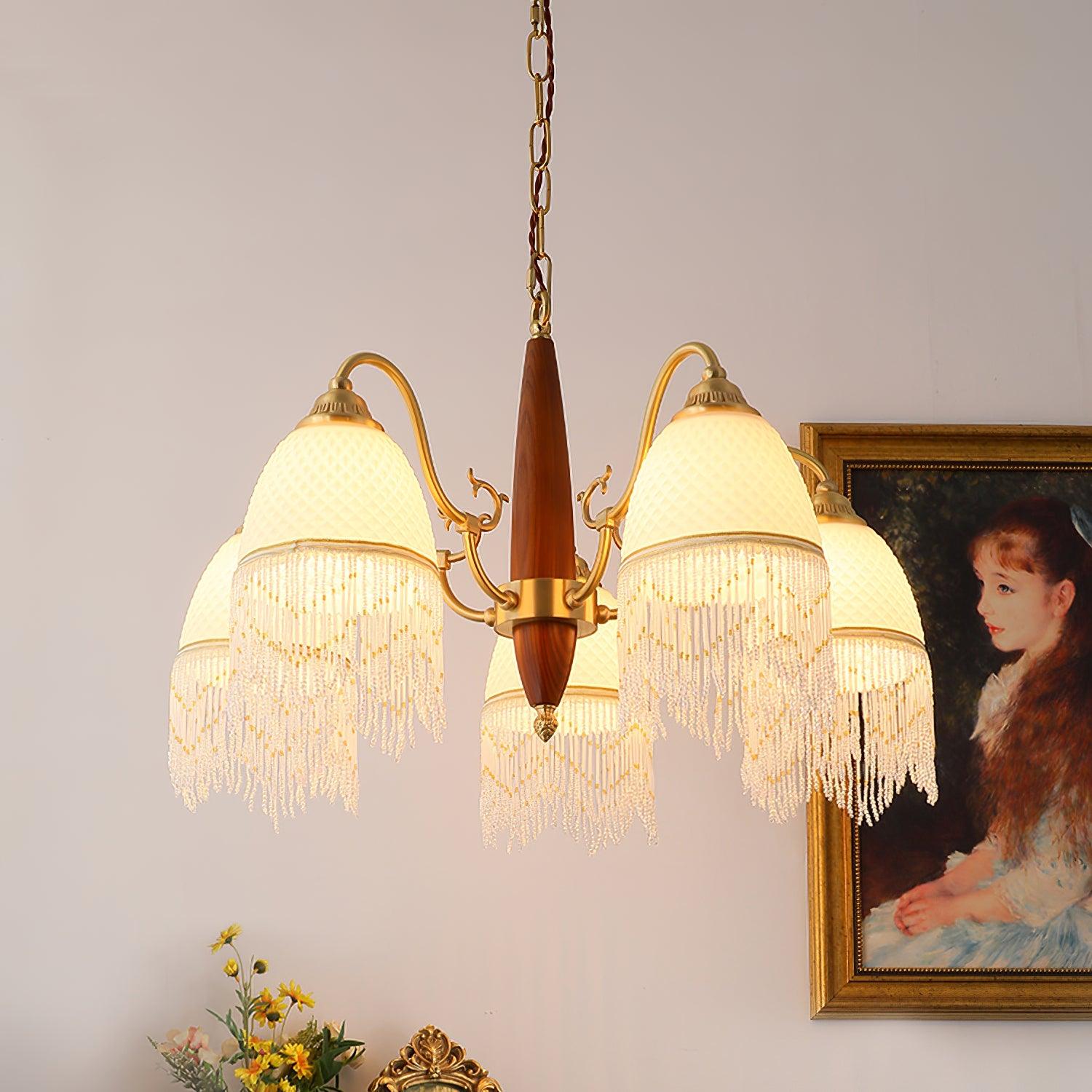 Yave Chandelier Tassel Glass Vintage-Neutral Decor