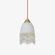 Mesh Tassel Glass Pendant Light-Neutral Decor