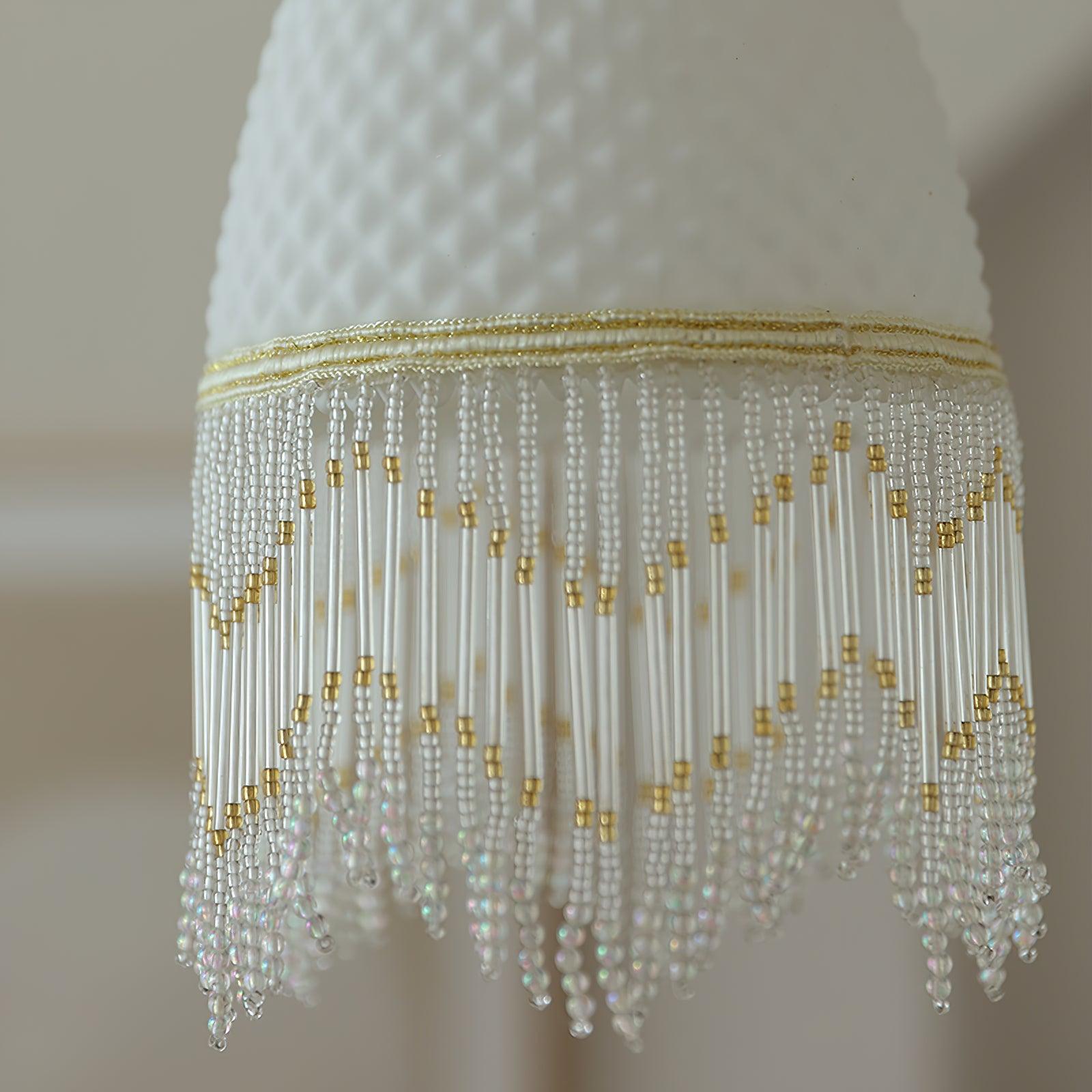 Mesh Tassel Glass Pendant Light-Neutral Decor