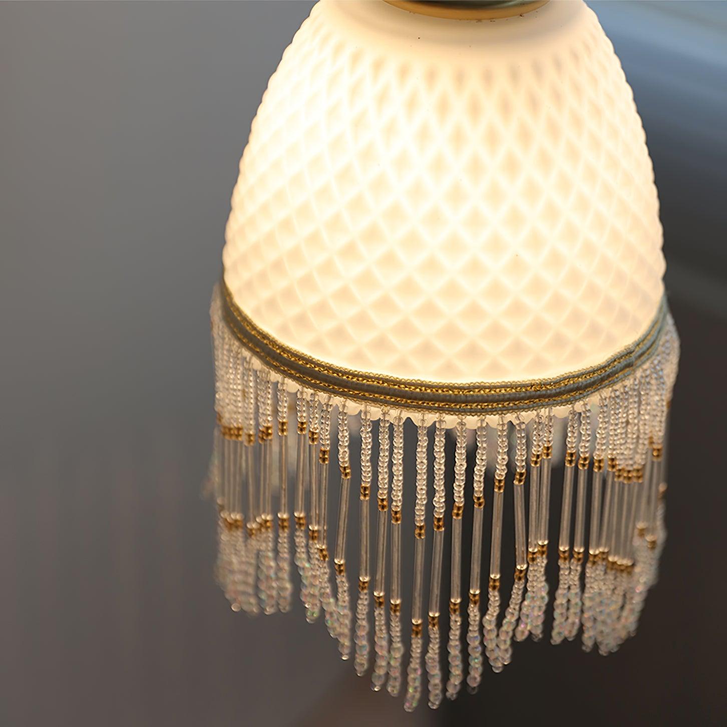 Mesh Tassel Glass Pendant Light-Neutral Decor
