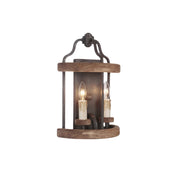Messina Wall Lamp with two heads in a brown wood finish.