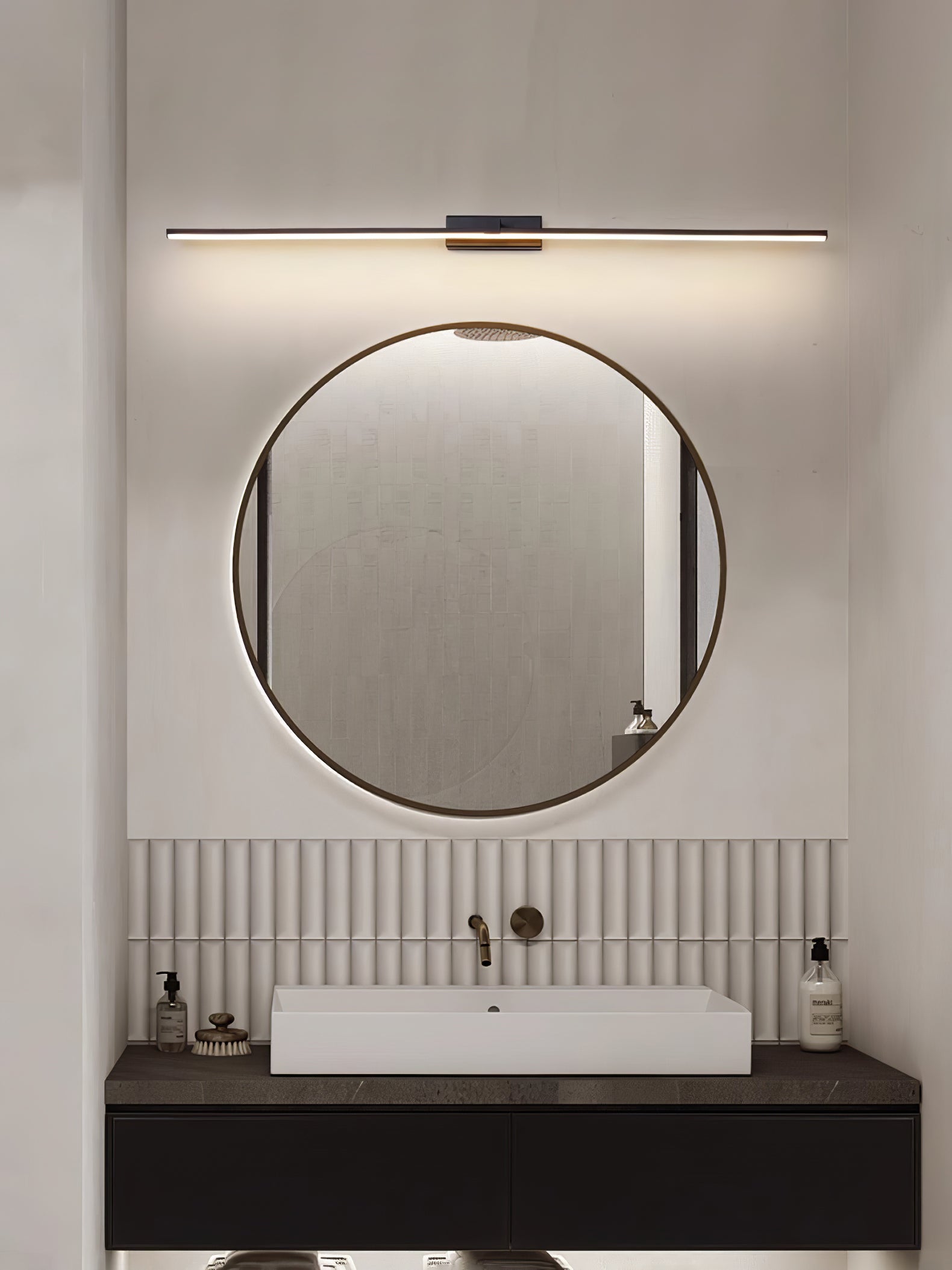 Yume Linear Modern Minimalist Mirror Wall Light-Neutral Decor