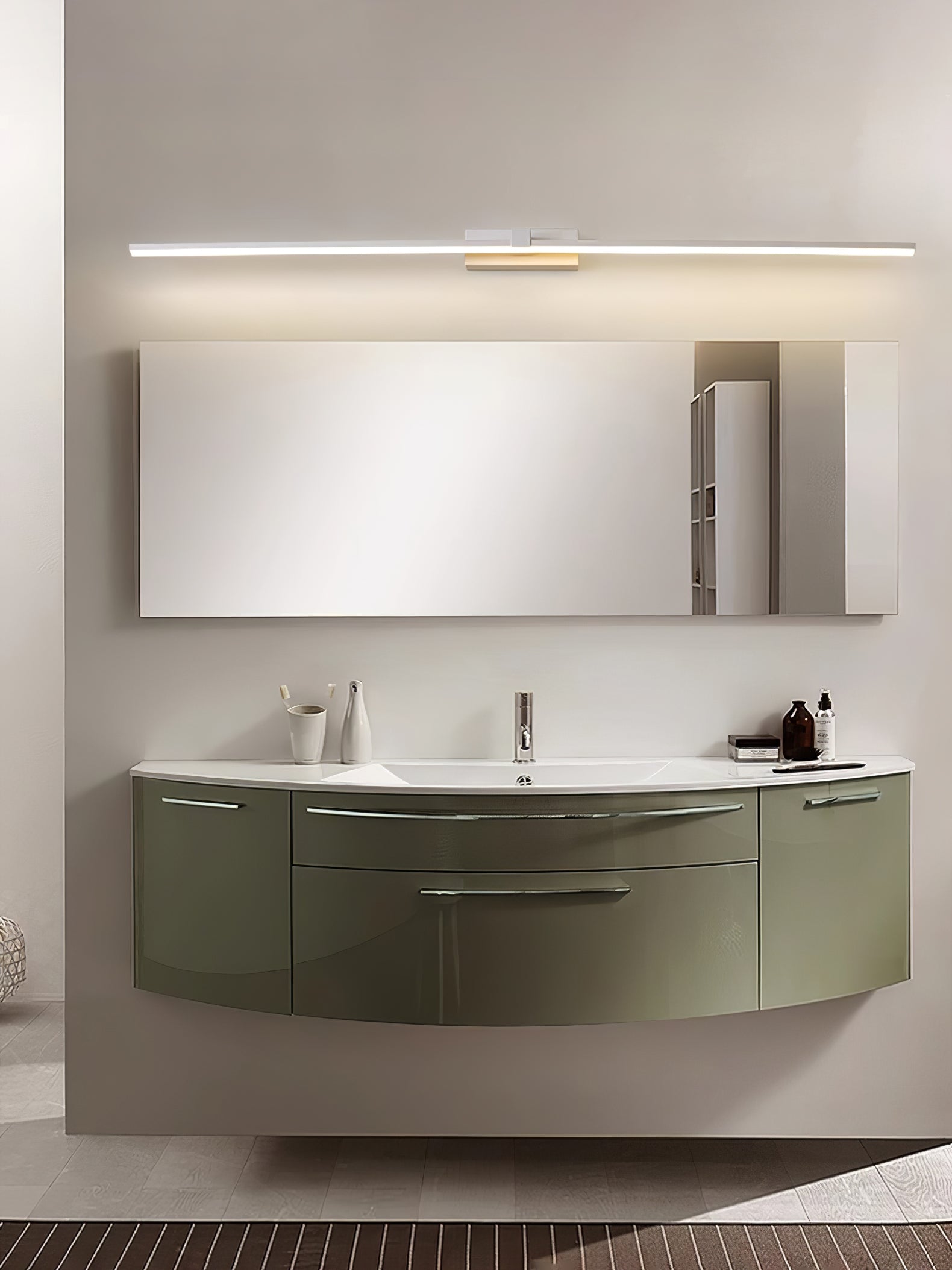 Yume Linear Modern Minimalist Mirror Wall Light-Neutral Decor