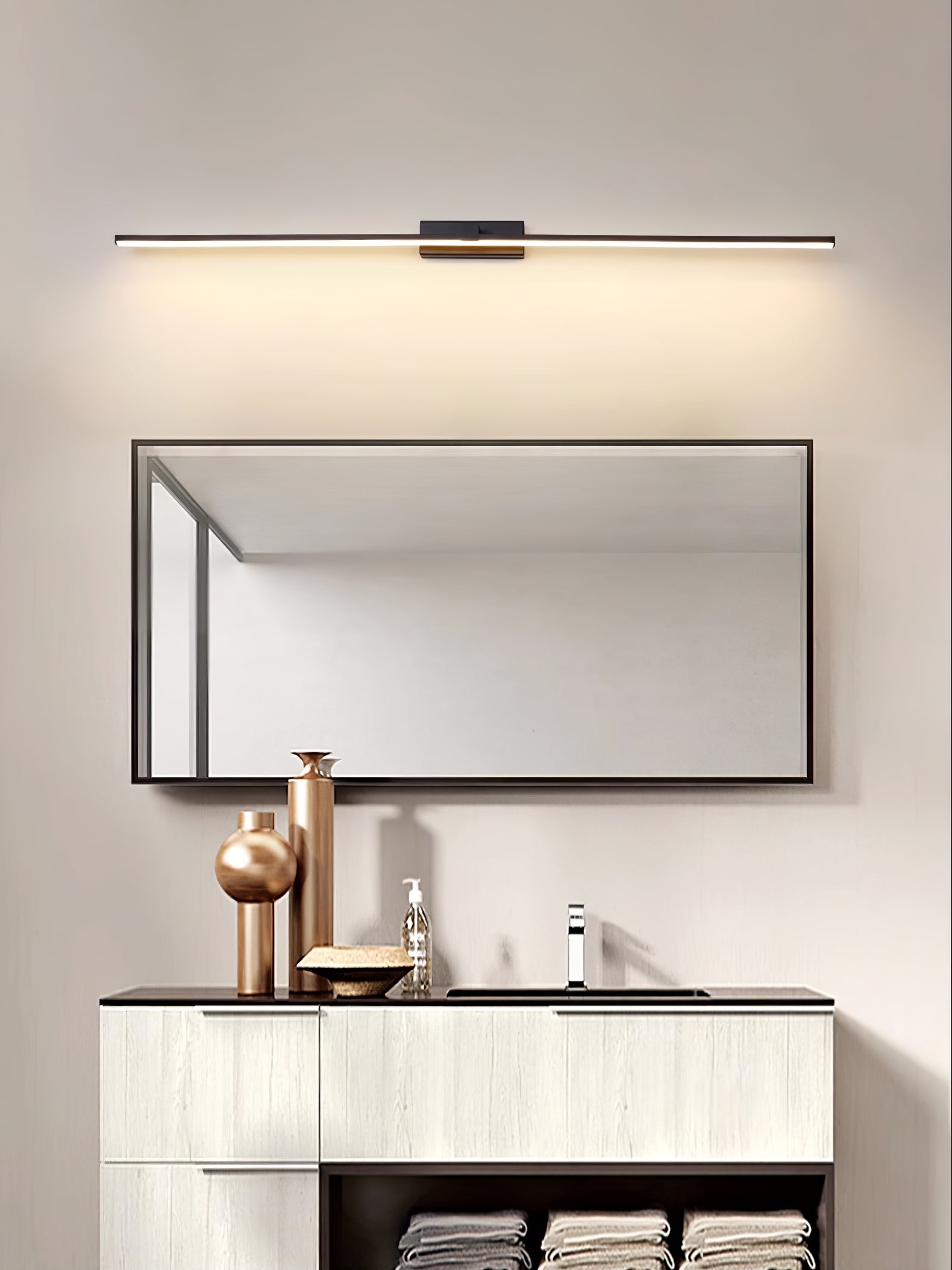 Yume Linear Modern Minimalist Mirror Wall Light-Neutral Decor