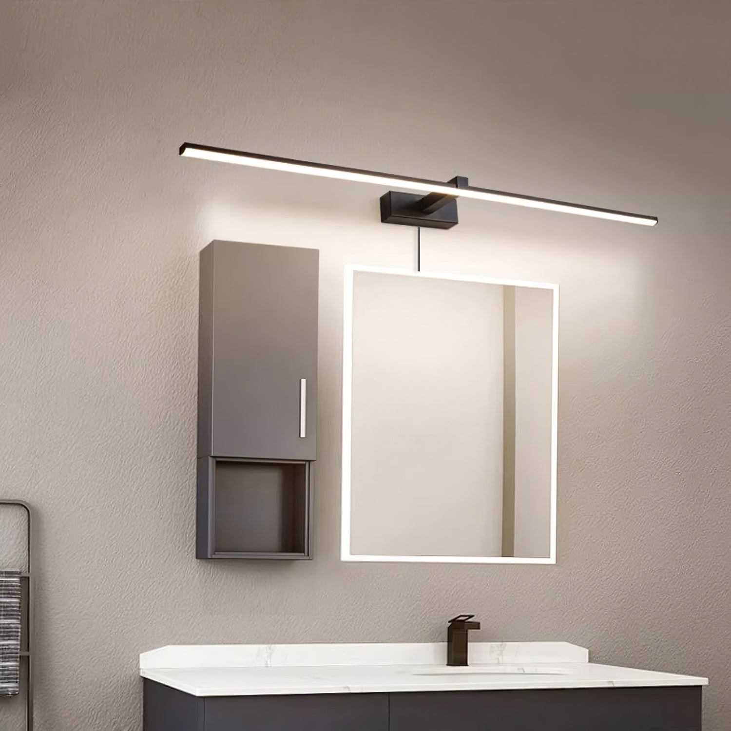 Linear Mirror Plug-in Wall Light-Neutral Decor