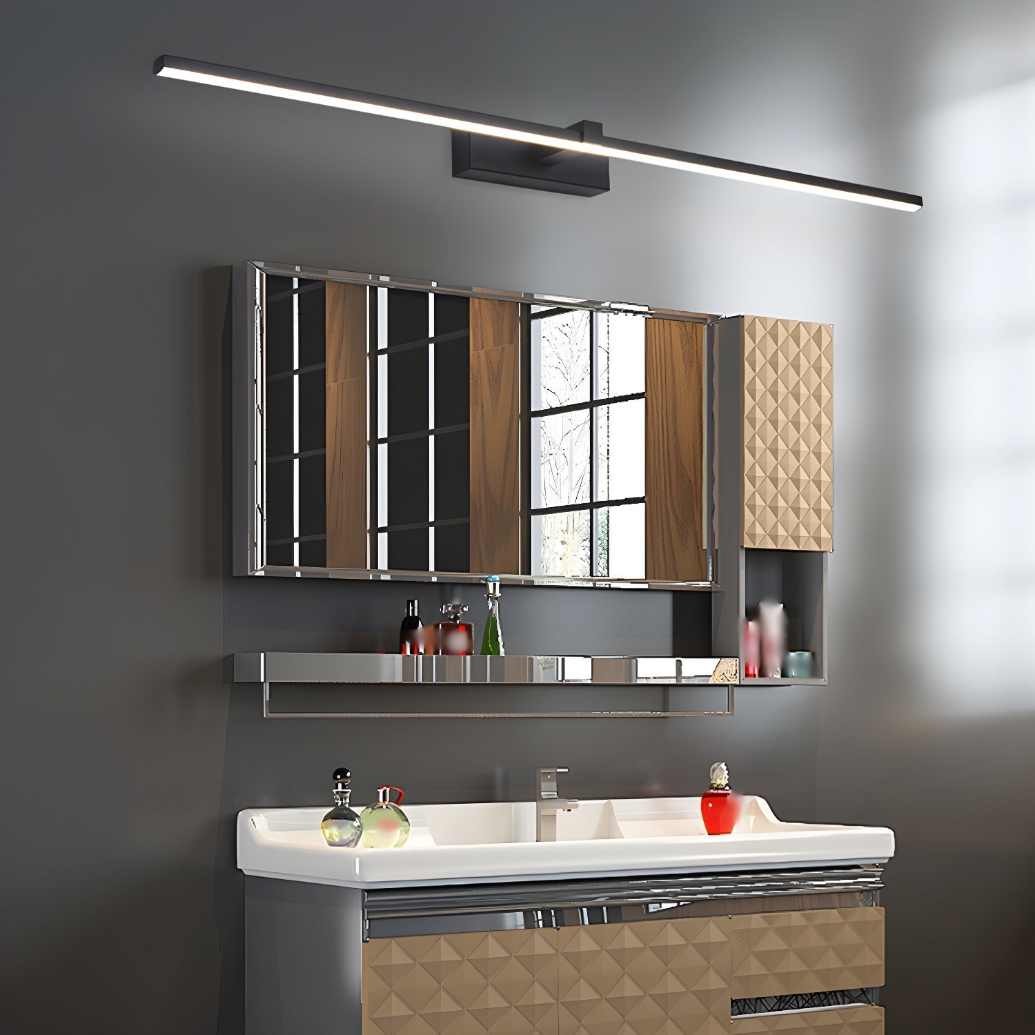 Yume Linear Modern Minimalist Mirror Wall Light-Neutral Decor