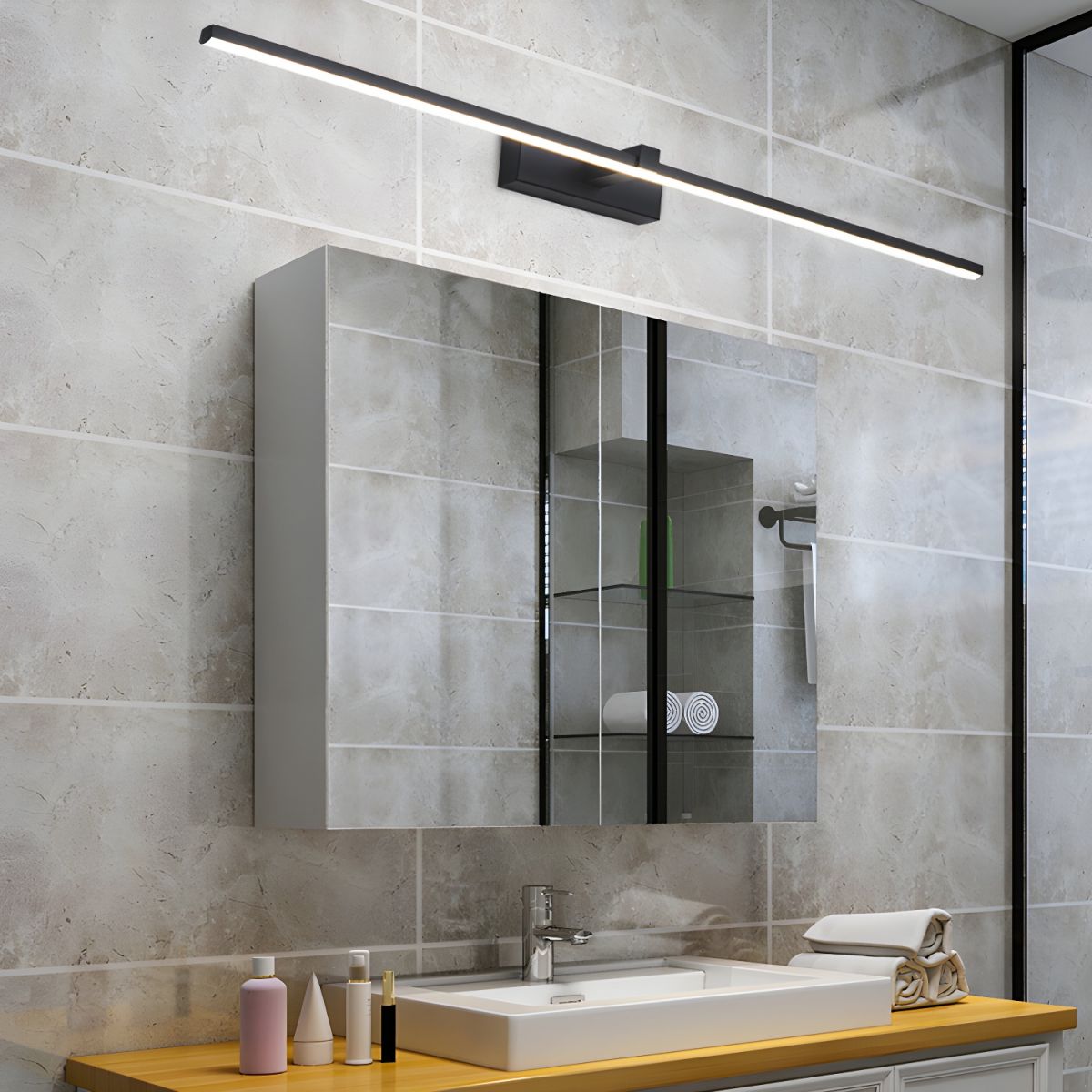 Yume Linear Modern Minimalist Mirror Wall Light-Neutral Decor