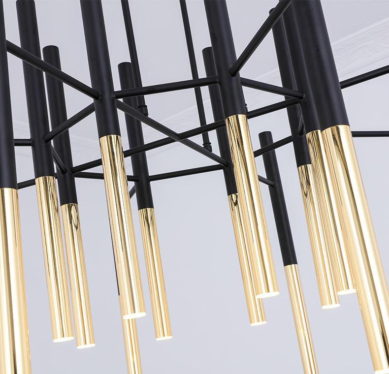 Arixon Chandelier Modern Rods Black Gold-Neutral Decor