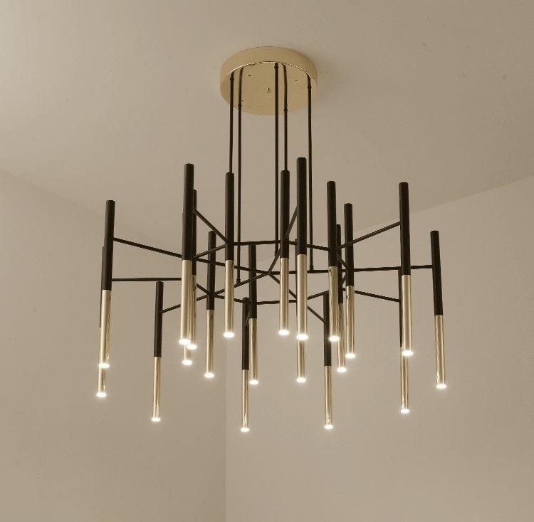 Arixon Chandelier Modern Rods Black Gold-Neutral Decor