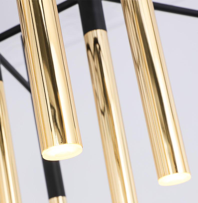 Arixon Chandelier Modern Rods Black Gold-Neutral Decor