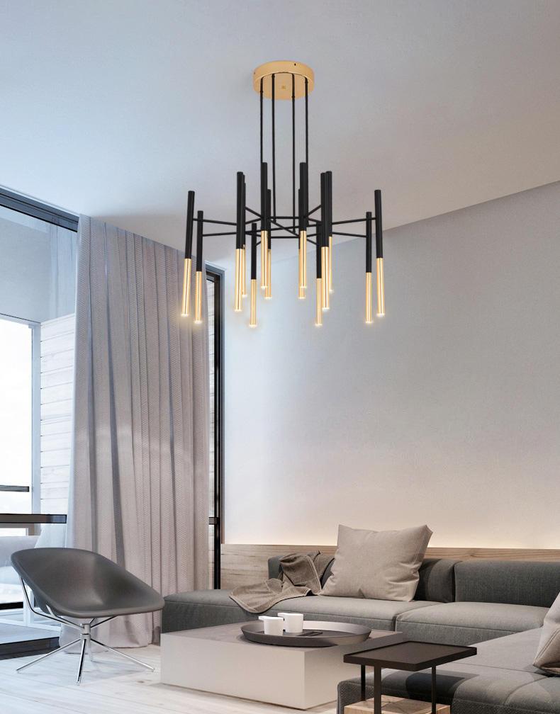 Arixon Chandelier Modern Rods Black Gold-Neutral Decor