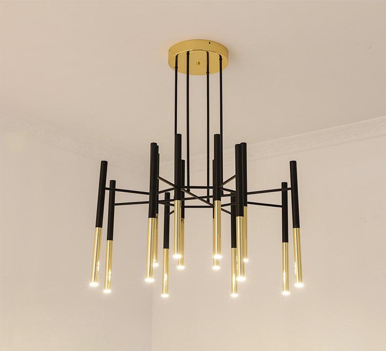 Arixon Chandelier Modern Rods Black Gold-Neutral Decor