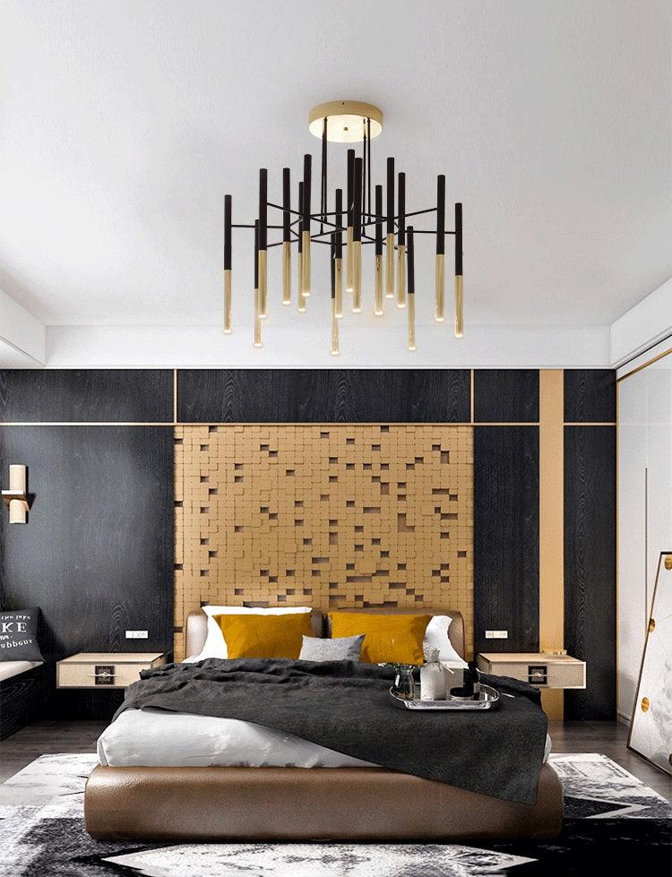 Arixon Chandelier Modern Rods Black Gold-Neutral Decor