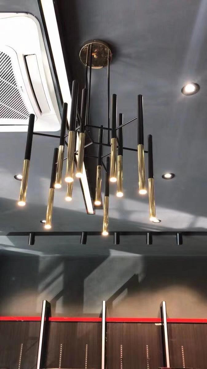 Arixon Chandelier Modern Rods Black Gold-Neutral Decor