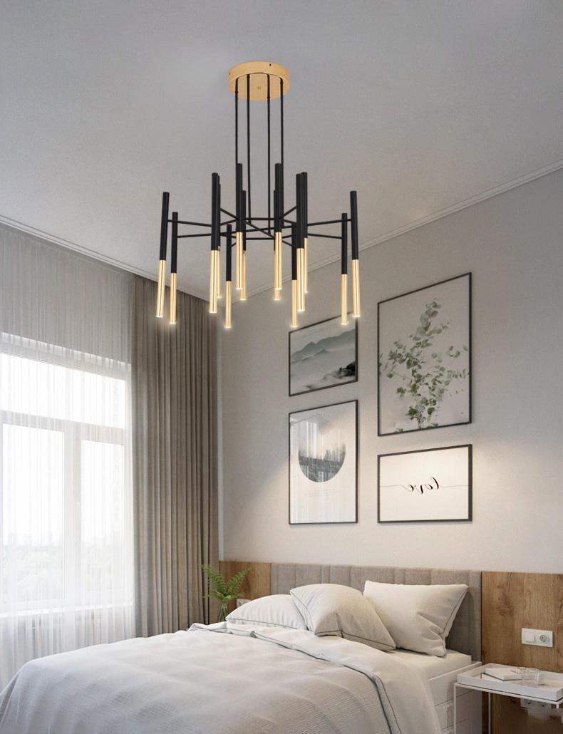 Arixon Chandelier Modern Rods Black Gold-Neutral Decor