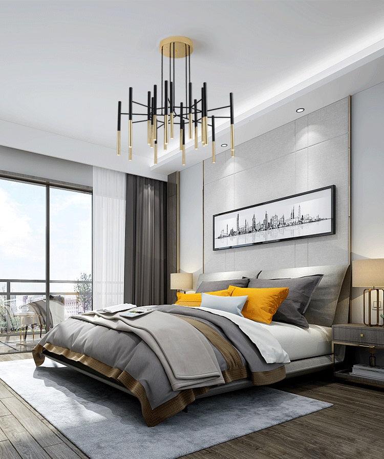 Arixon Chandelier Modern Rods Black Gold-Neutral Decor