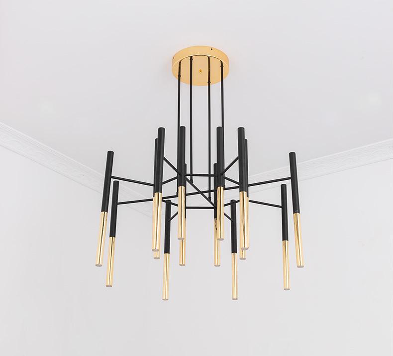 Arixon Chandelier Modern Rods Black Gold-Neutral Decor
