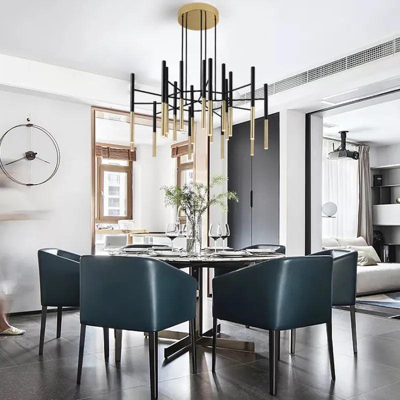 Arixon Chandelier Modern Rods Black Gold-Neutral Decor