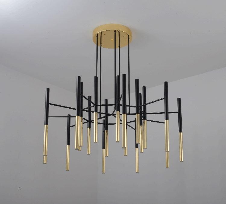 Arixon Chandelier Modern Rods Black Gold-Neutral Decor