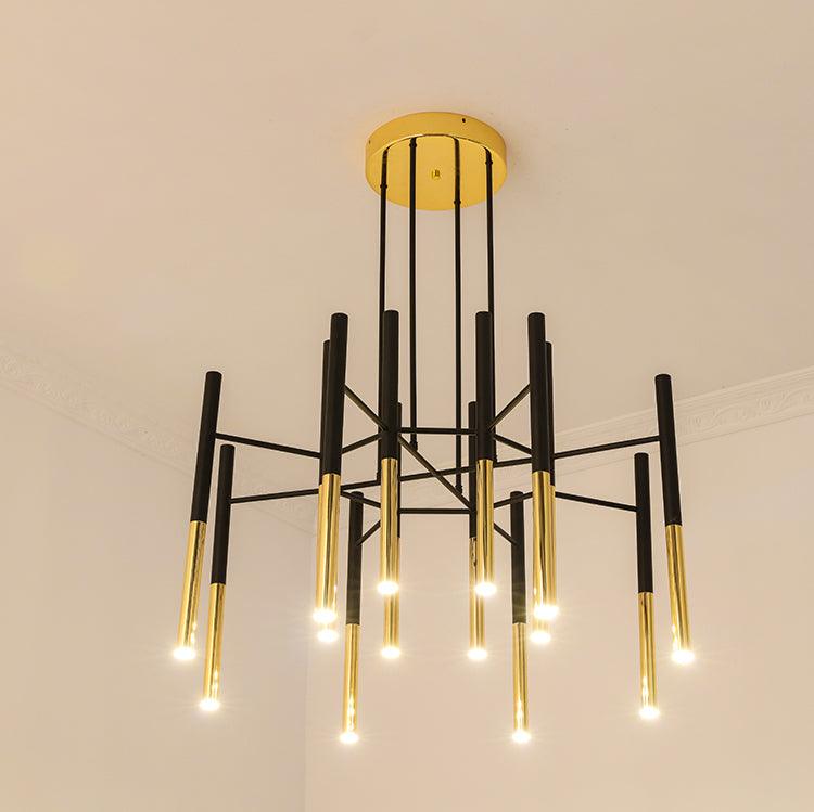 Arixon Chandelier Modern Rods Black Gold-Neutral Decor