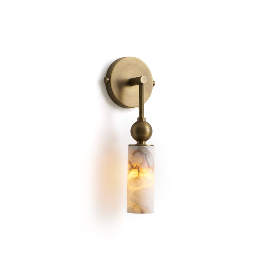 Metro Alabaster Wall Lamp in brass finish, 1-head version.