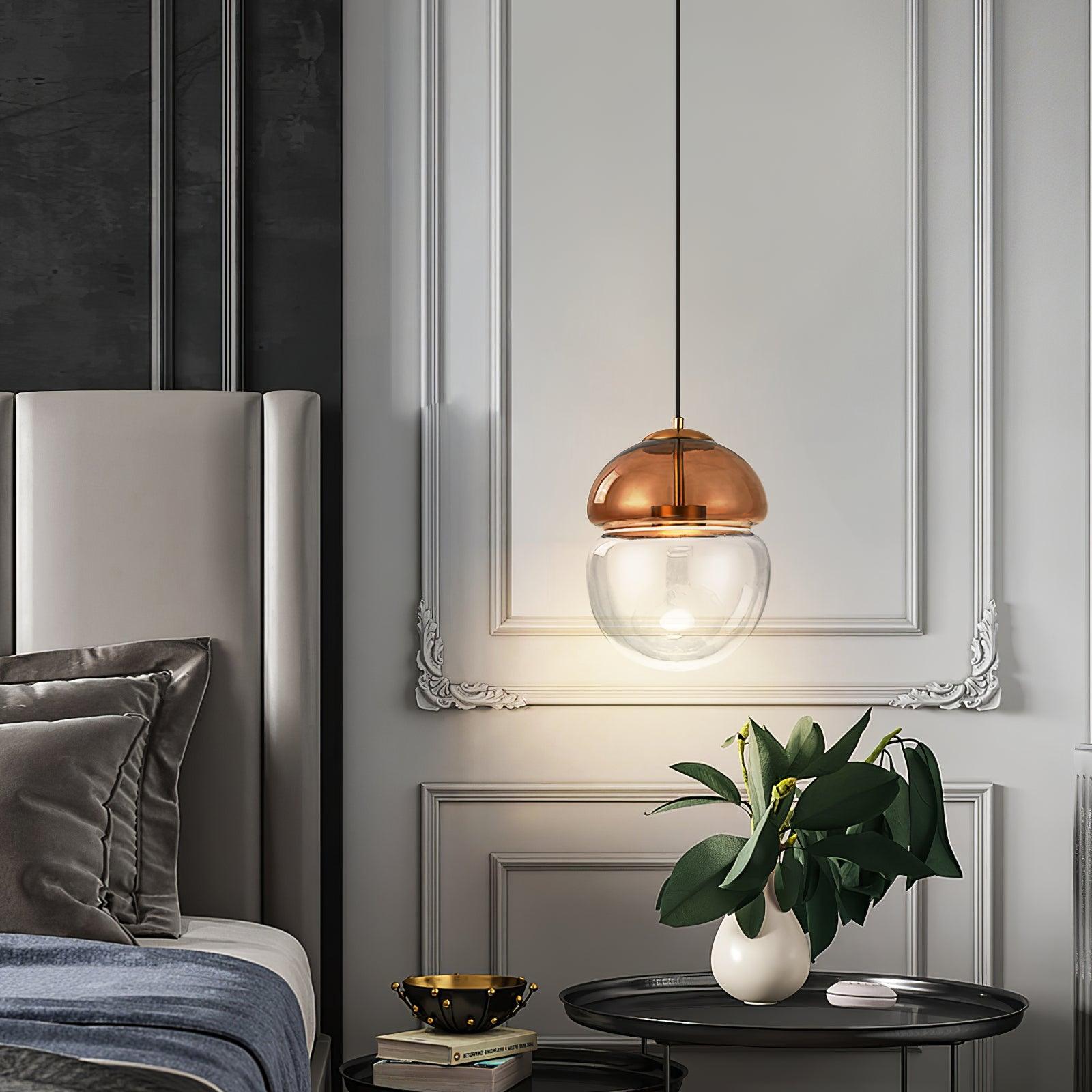 Aged Modern Minimalist Dome Glass Pendant Light-Neutral Decor