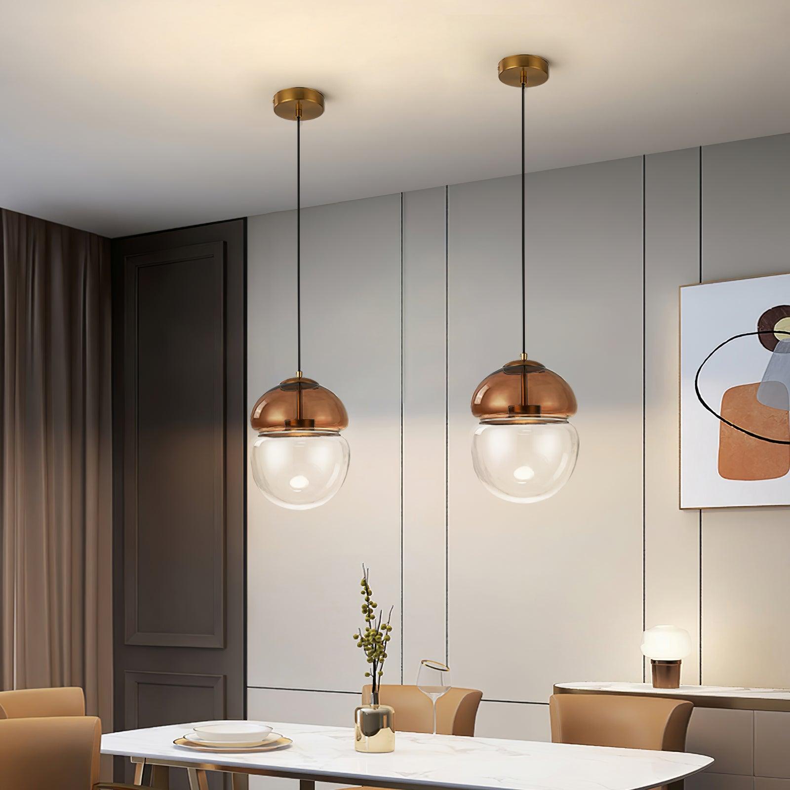 Aged Modern Minimalist Dome Glass Pendant Light-Neutral Decor