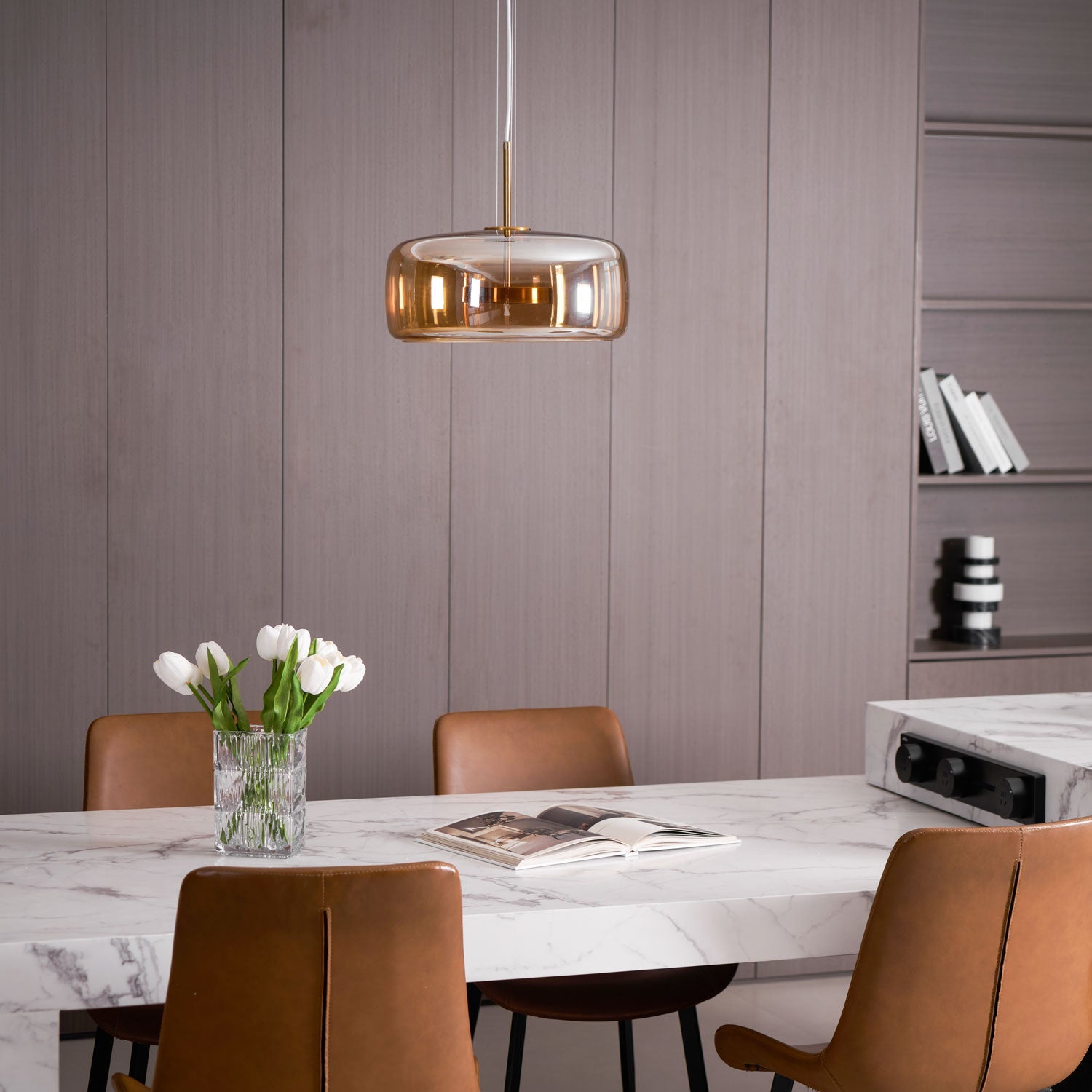Obsidian Modern Glass Pendant Lamp-Neutral Decor