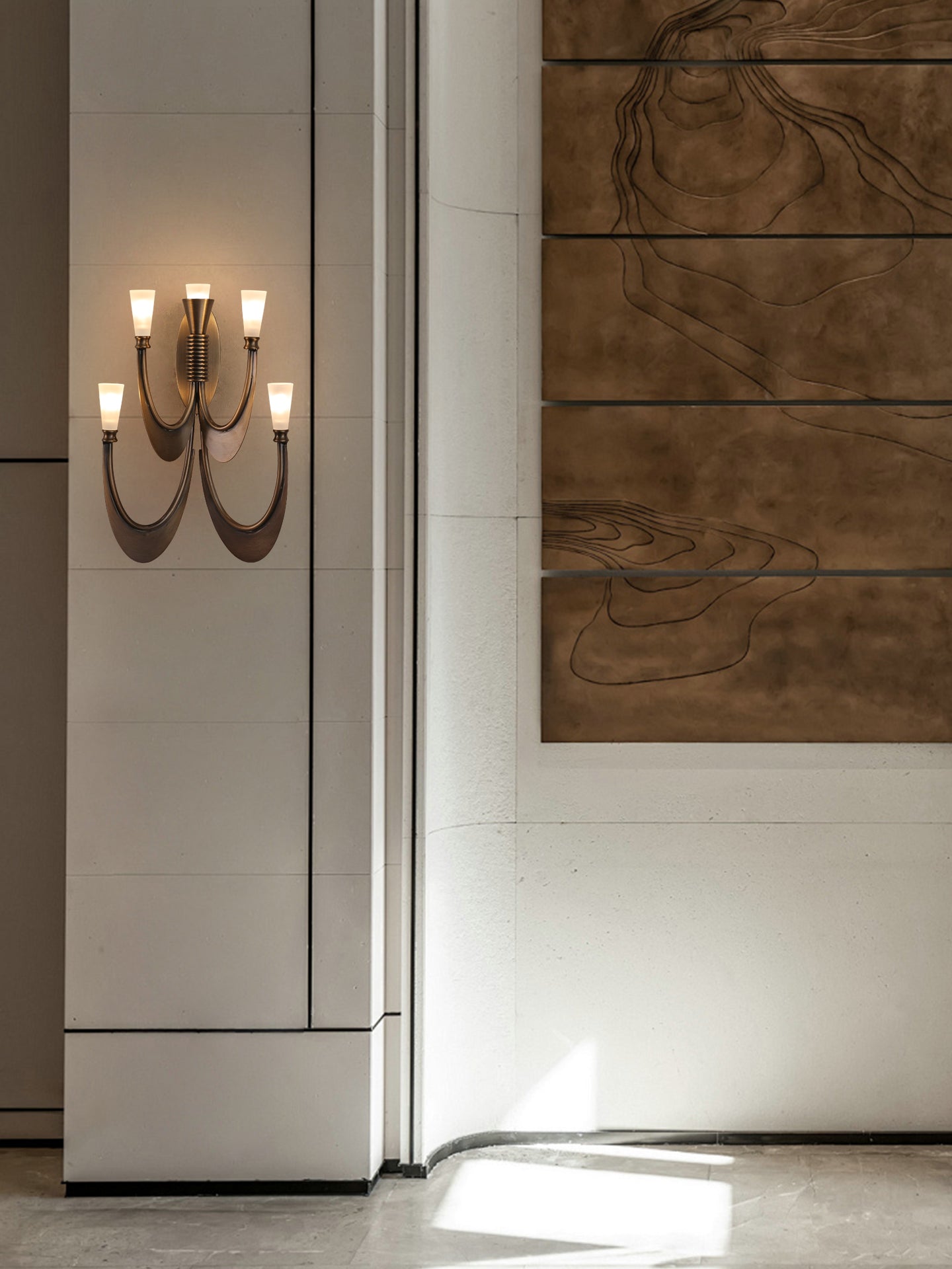 Metropolis Grand Alabaster Sconce-Neutral Decor
