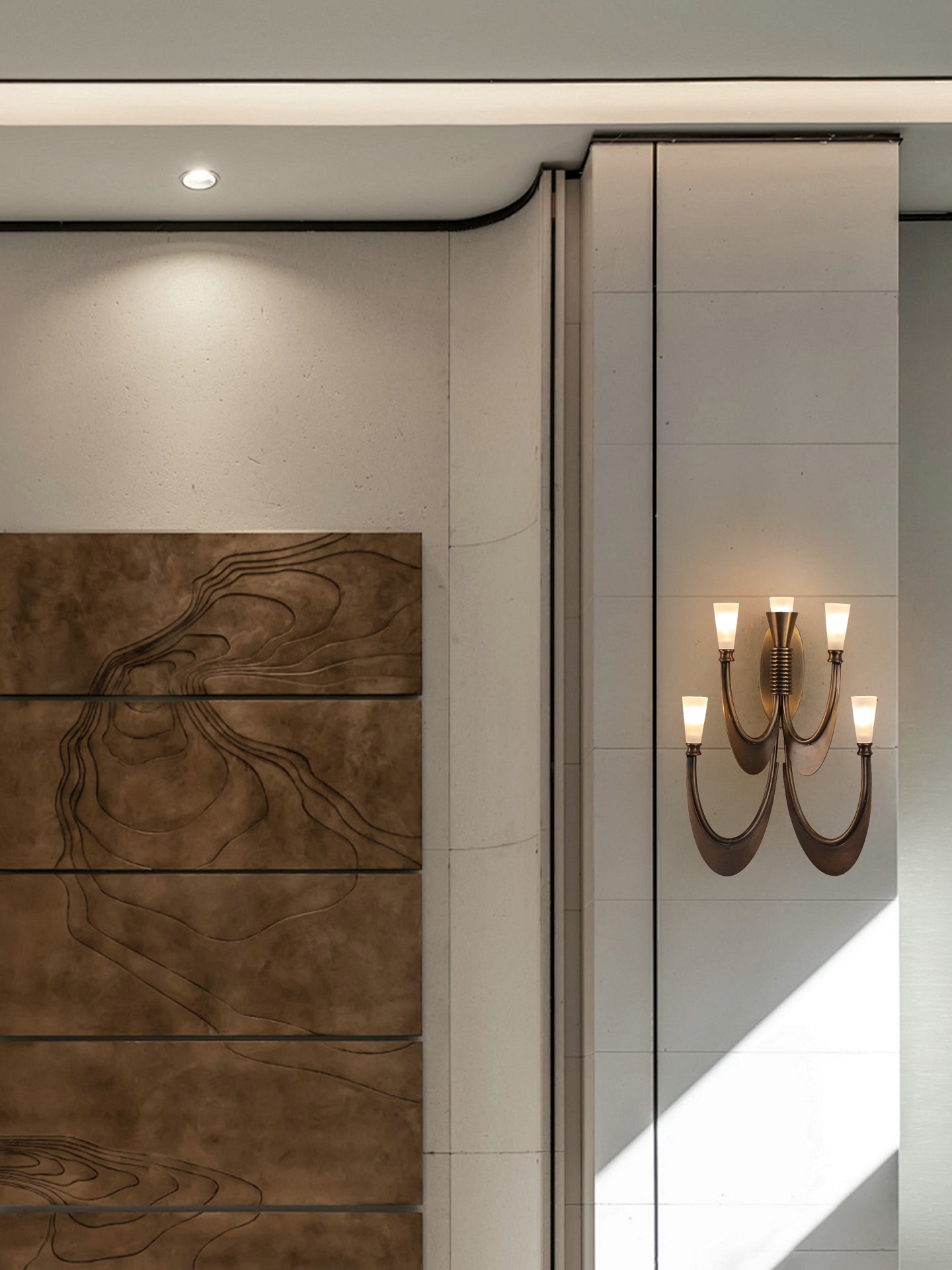 Metropolis Grand Alabaster Sconce-Neutral Decor
