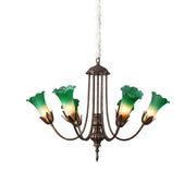 Meyda Chandelier with a bronze metal frame and elegant glass shades.