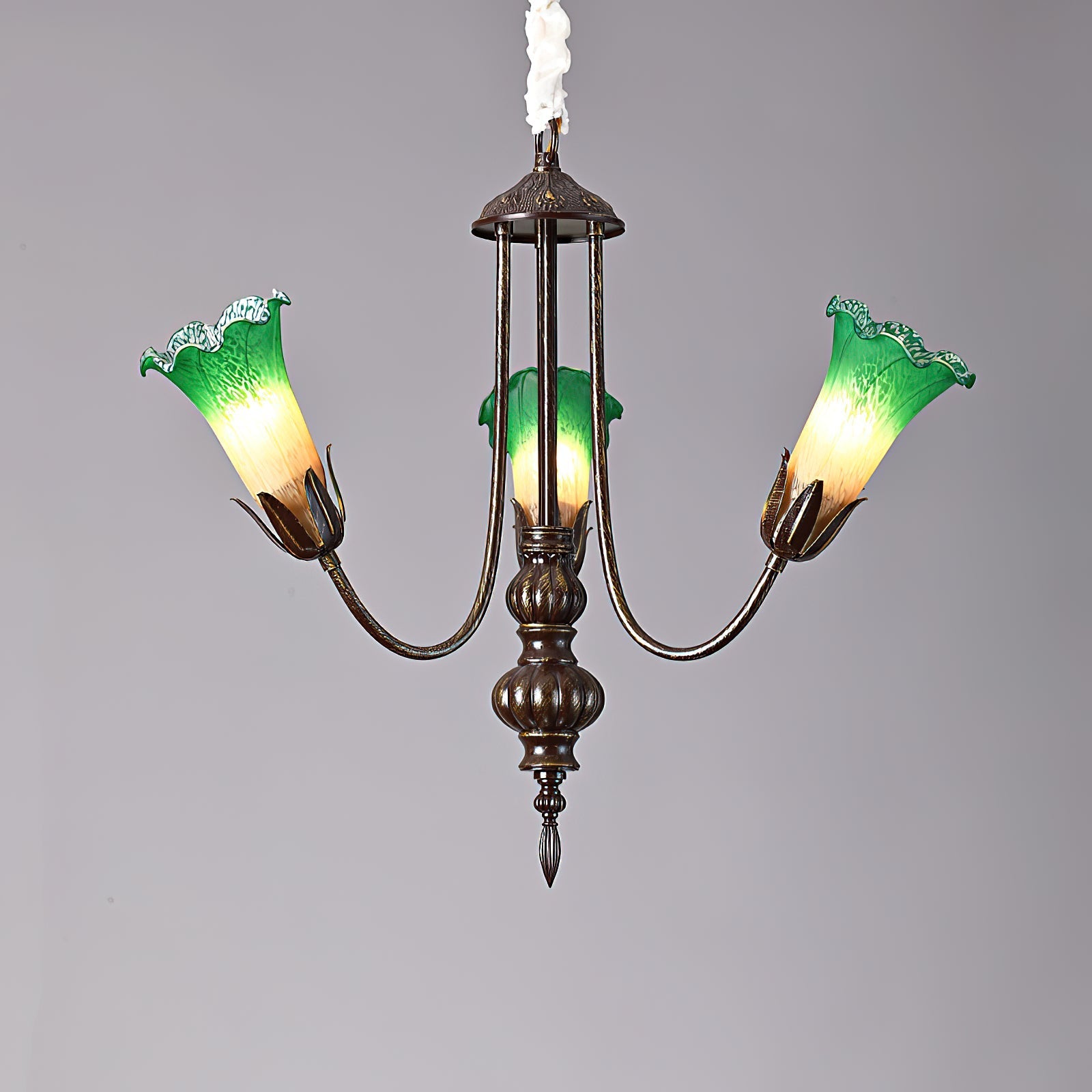 Meyda Chandelier hanging in a dining room setting.