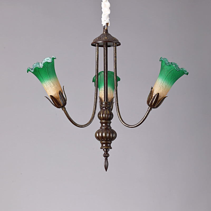 Dimensional view of the 6-head Meyda Chandelier.