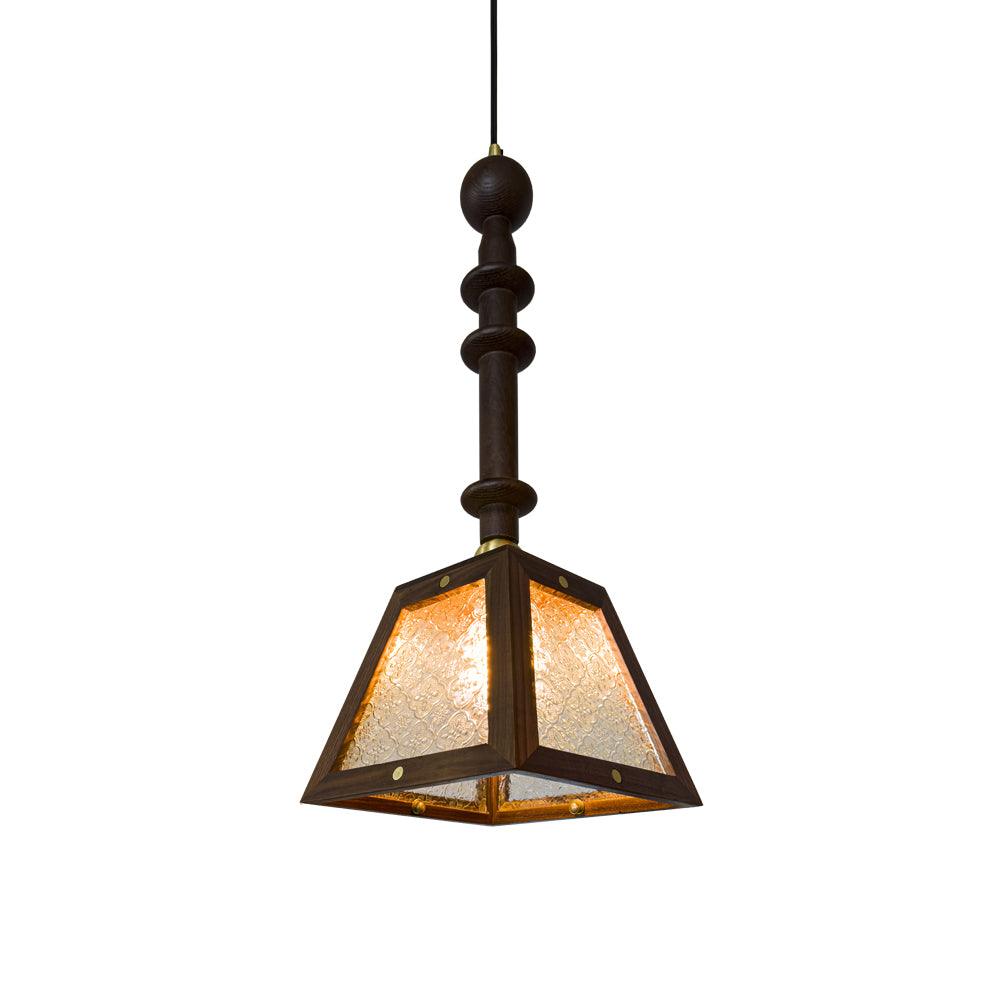Zilten Elegance Vintage Glass Wood Pendant Light-Neutral Decor