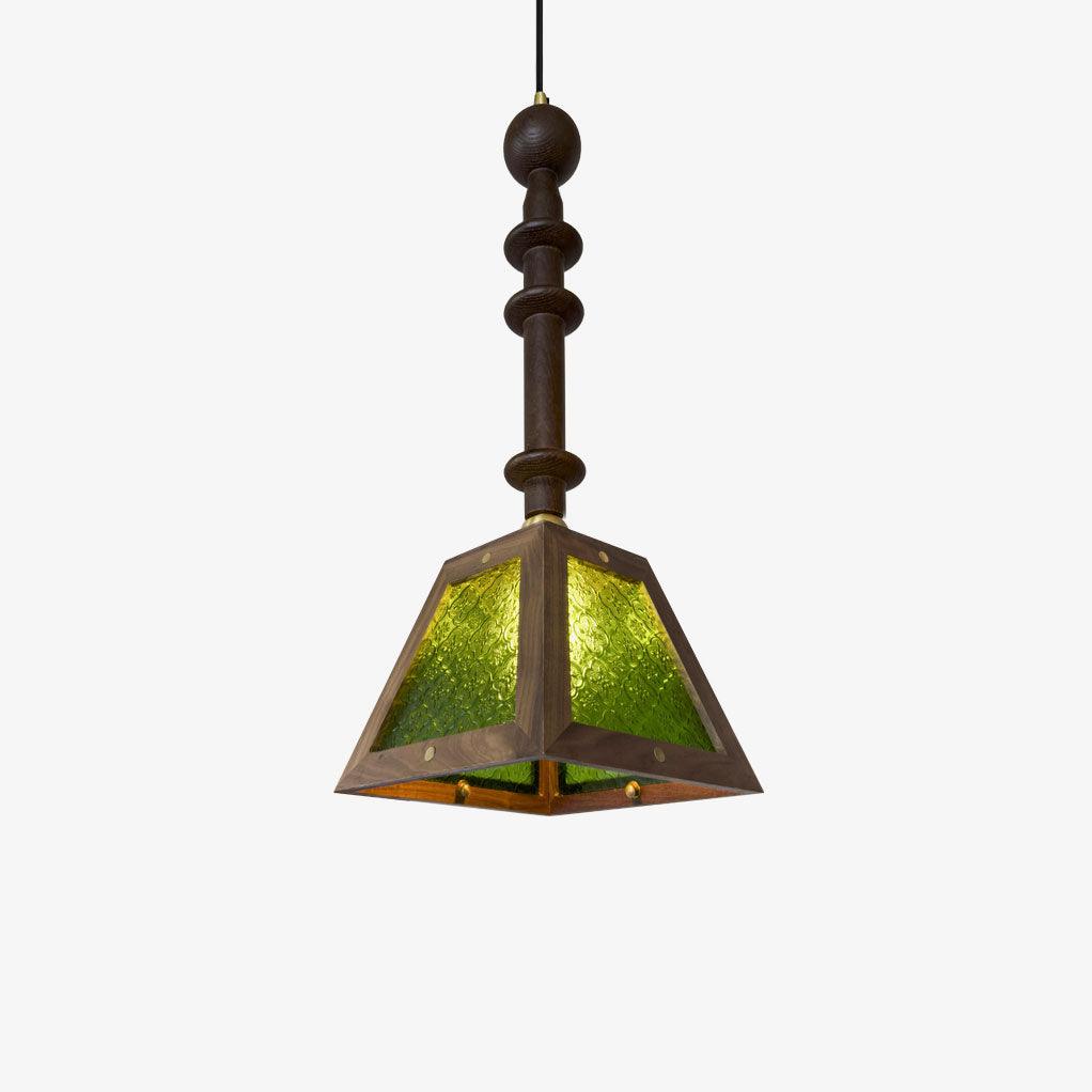 Zilten Elegance Vintage Glass Wood Pendant Light-Neutral Decor