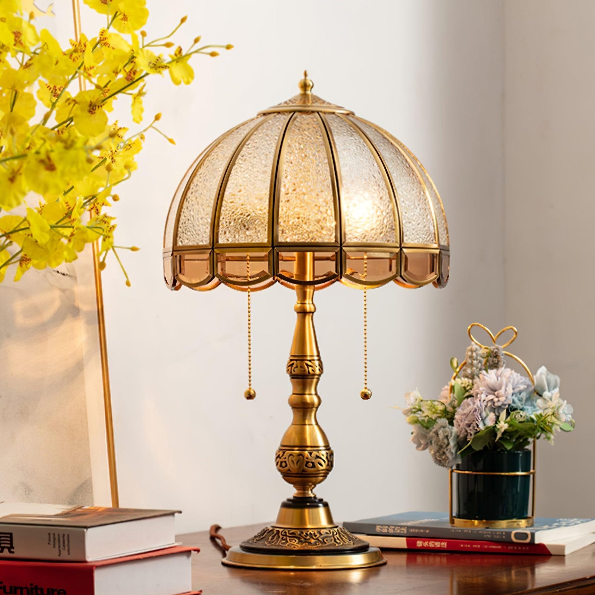 Brillix Brass & Glass Glam Table Lamp-Neutral Decor