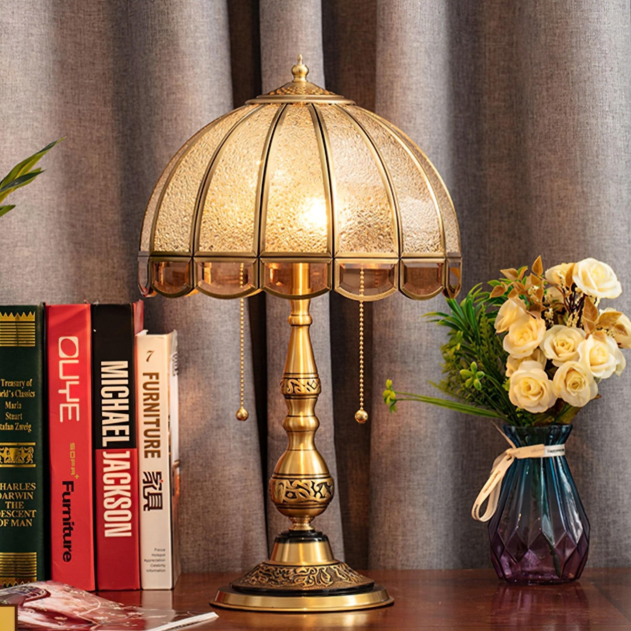 Brillix Brass & Glass Glam Table Lamp-Neutral Decor