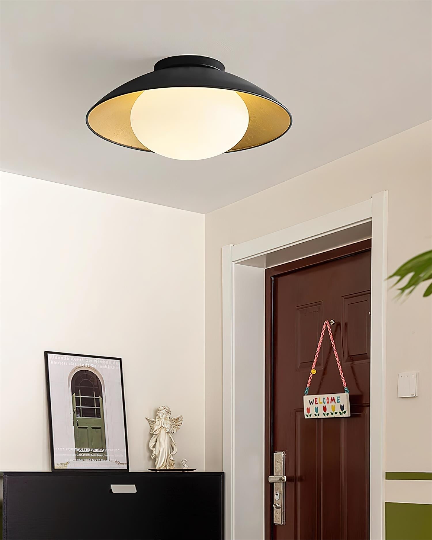 Ceiling Light Metal Canopy Glass Globe Modern Minimalist