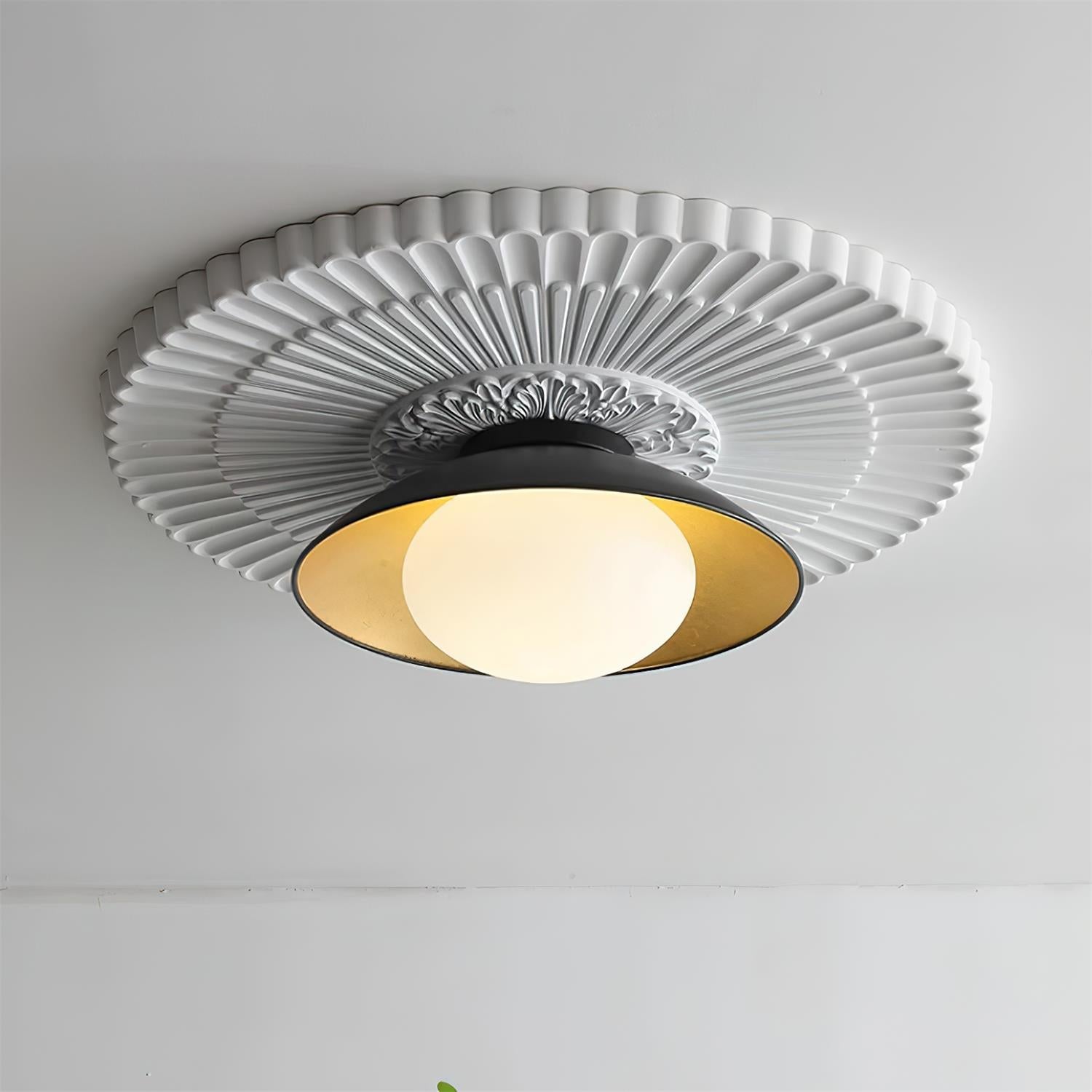 Ceiling Light Metal Canopy Glass Globe Modern Minimalist