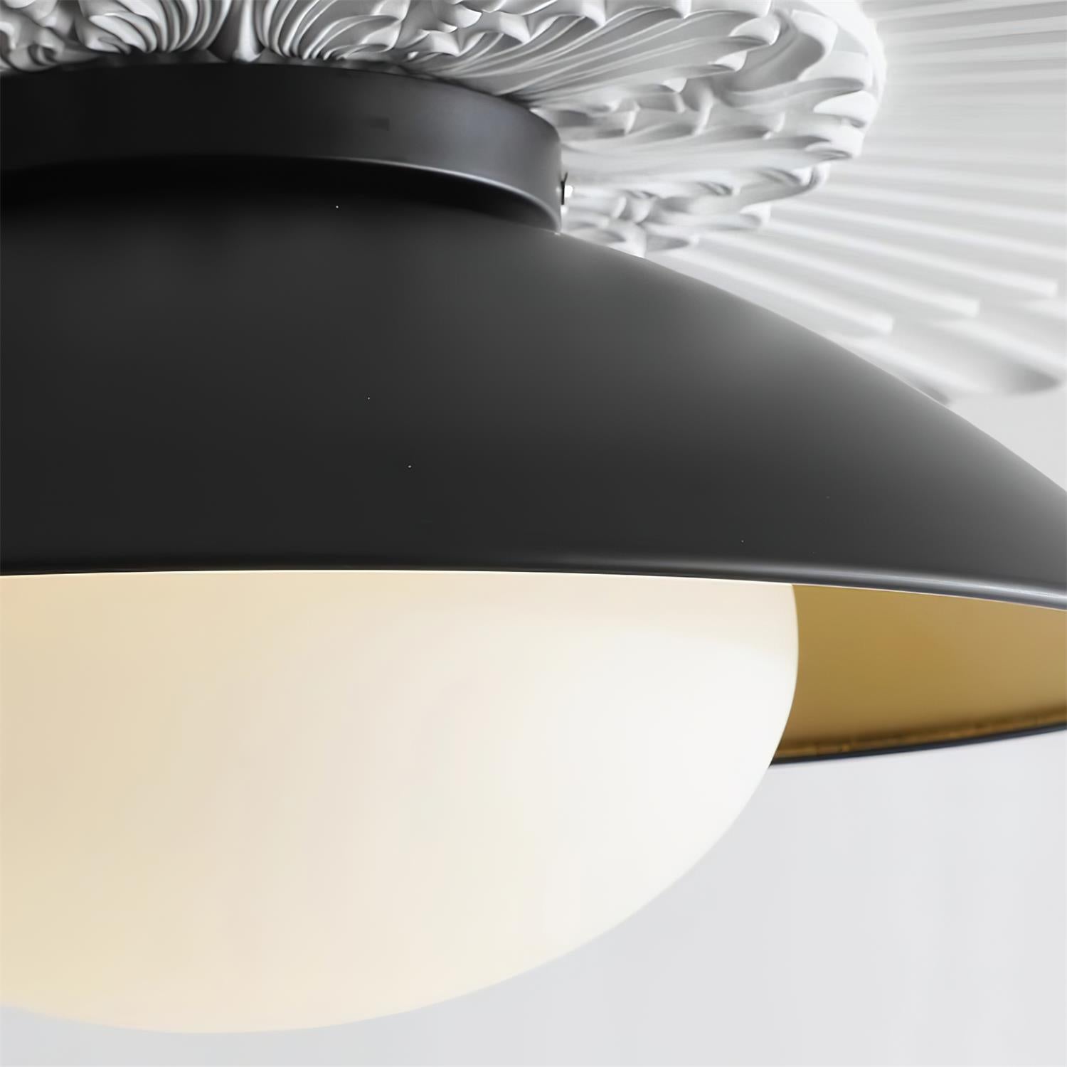 Ceiling Light Metal Canopy Glass Globe Modern Minimalist